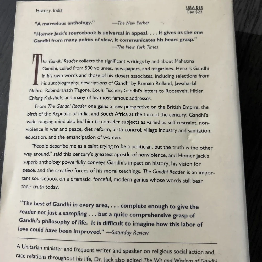 Gandhi Lot of 2 Books: Gandhi Reader + Autobiography  Read